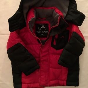Boy’s 12 Months Red & Black Winter Coat Like New